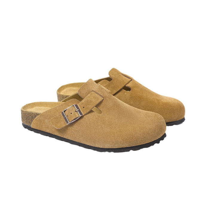 Zoccoli in pelle scamosciata Birkenstock Boston Classic Latte Cream