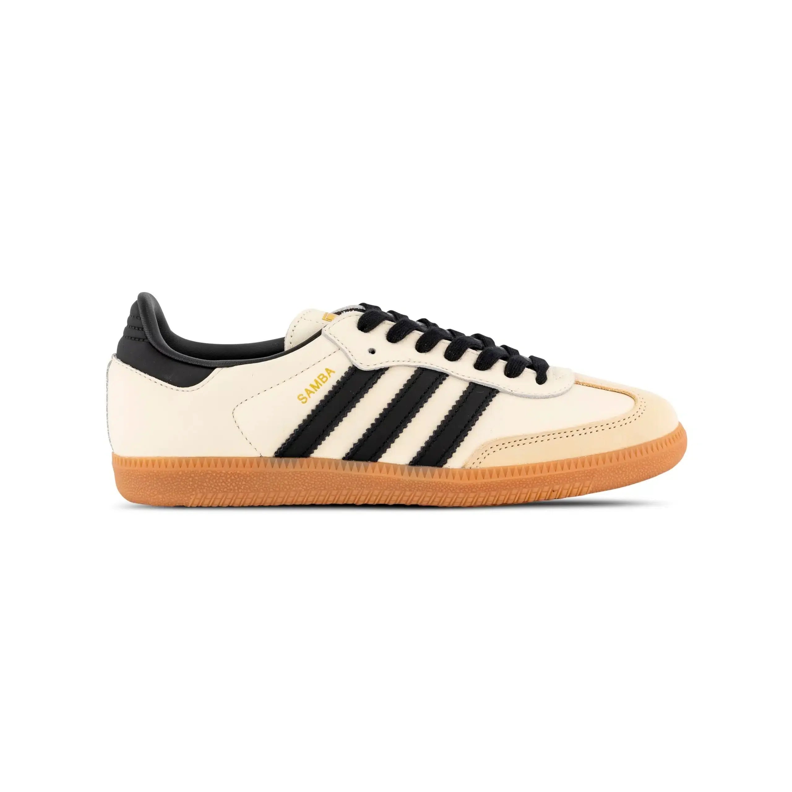 Adidas Samba Low Crèmekleurig Wit en Zwart met Gum Bruine Zool