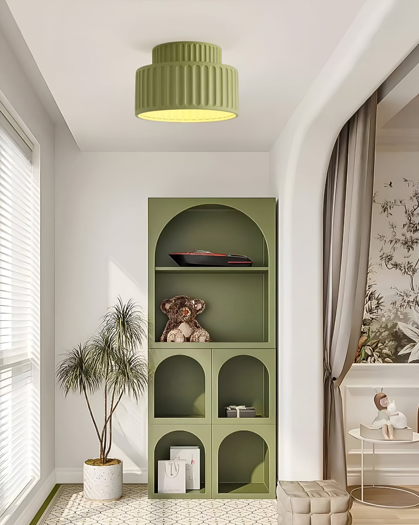 Lumora – Gele retro plafondlamp met moderne touch