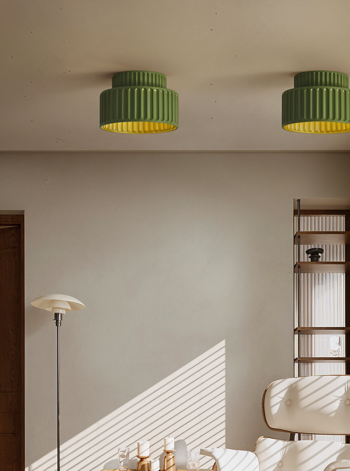 Lumora – Gele retro plafondlamp met moderne touch
