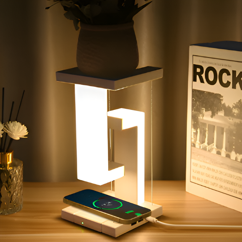 Lumoria – Zwevende LED Tafellamp met Draadloos Oplaadstation