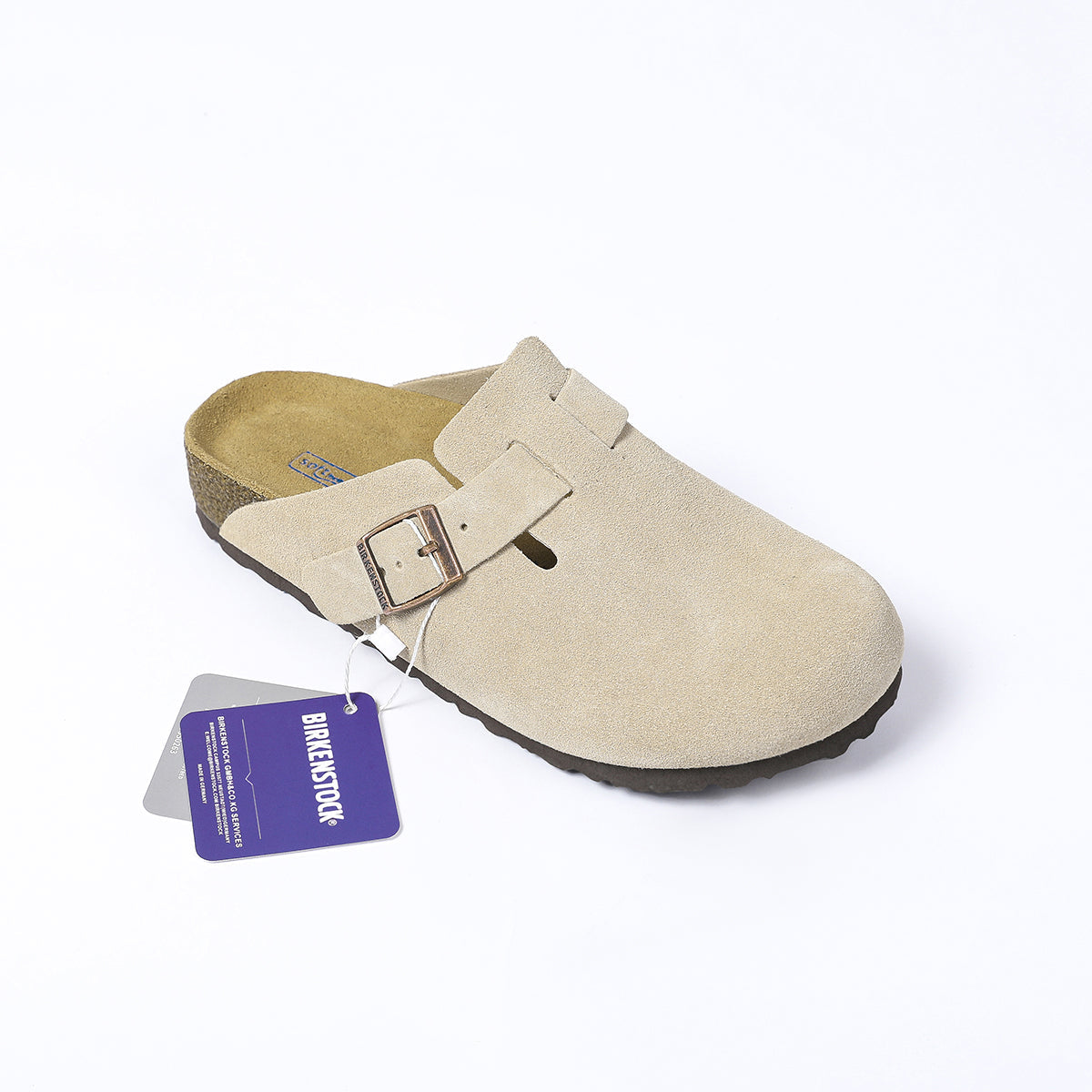 Zoccoli in pelle scamosciata classici Birkenstock Boston Beige