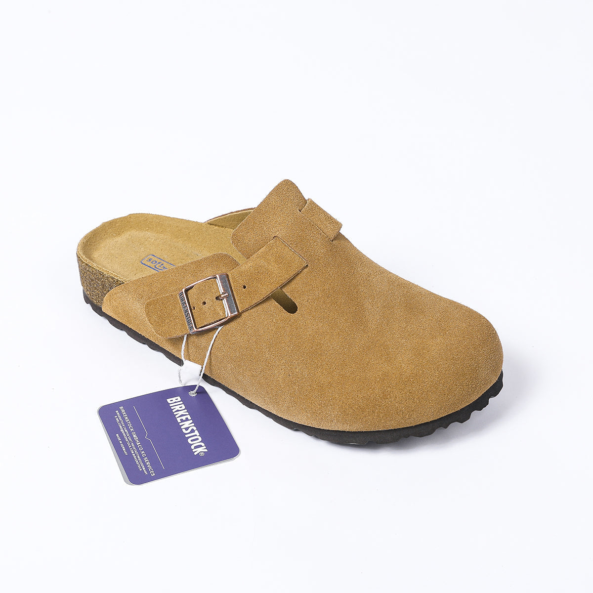 Zoccoli in pelle scamosciata Birkenstock Boston Classic Latte Cream