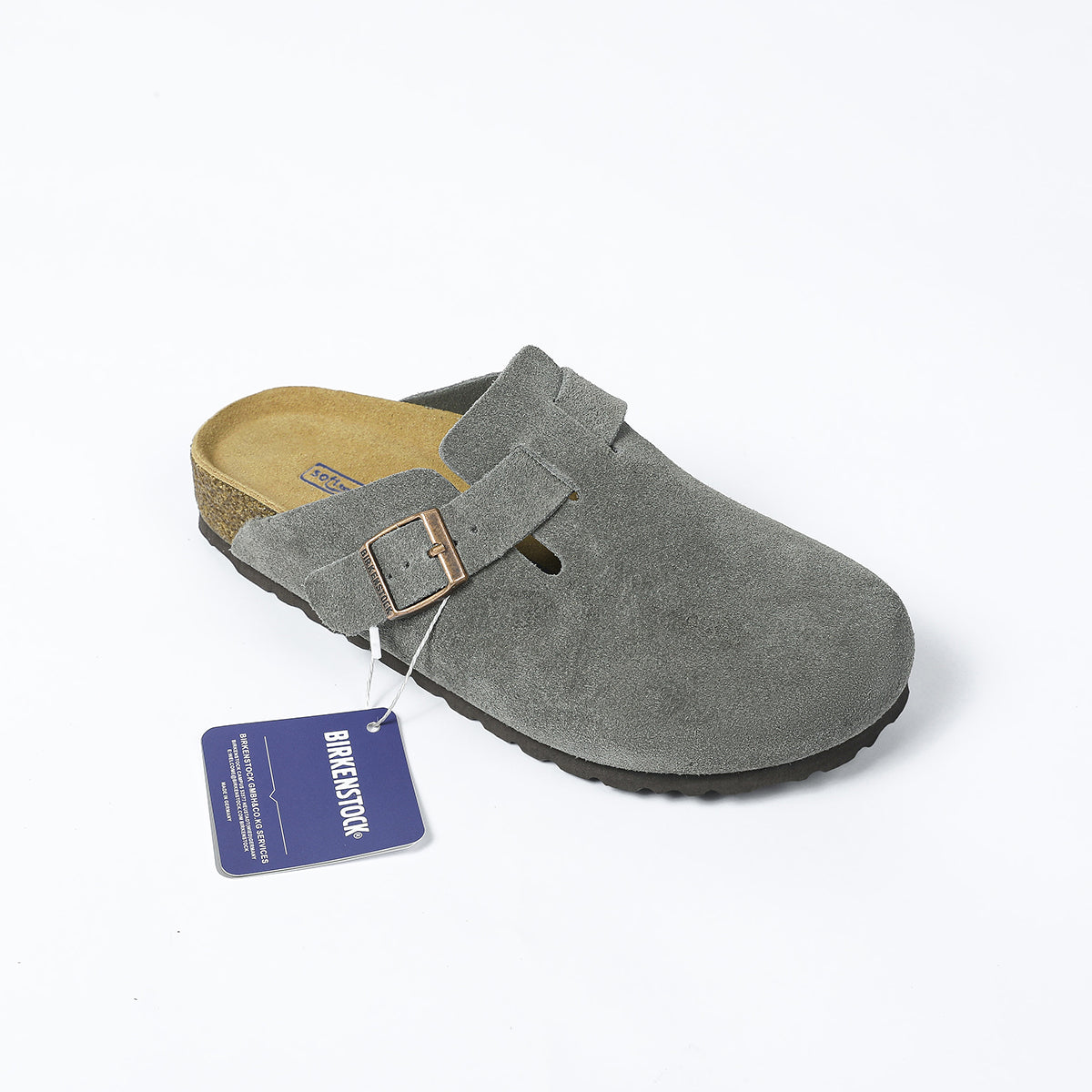 Zoccoli Birkenstock Boston Classic Suede grigi
