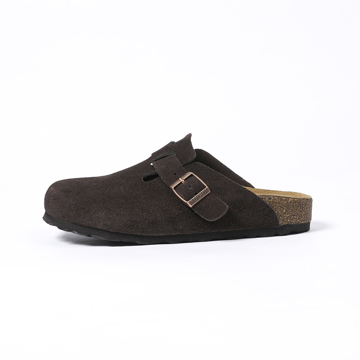 Zoccoli Birkenstock Boston Classic in pelle scamosciata marrone scuro