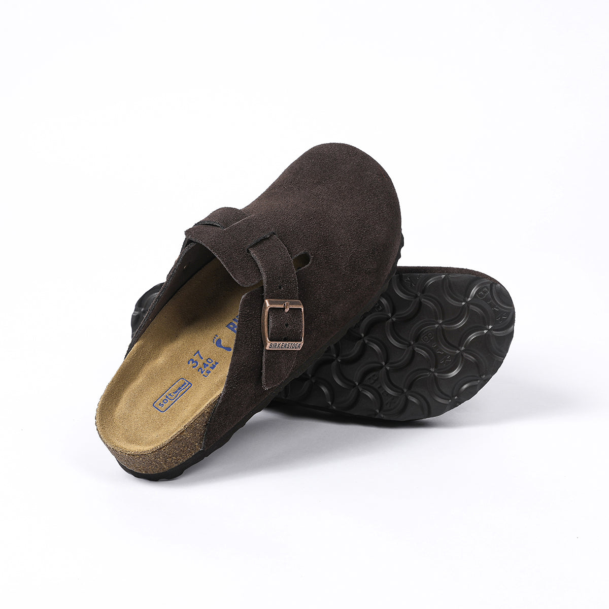 Zoccoli Birkenstock Boston Classic in pelle scamosciata marrone scuro