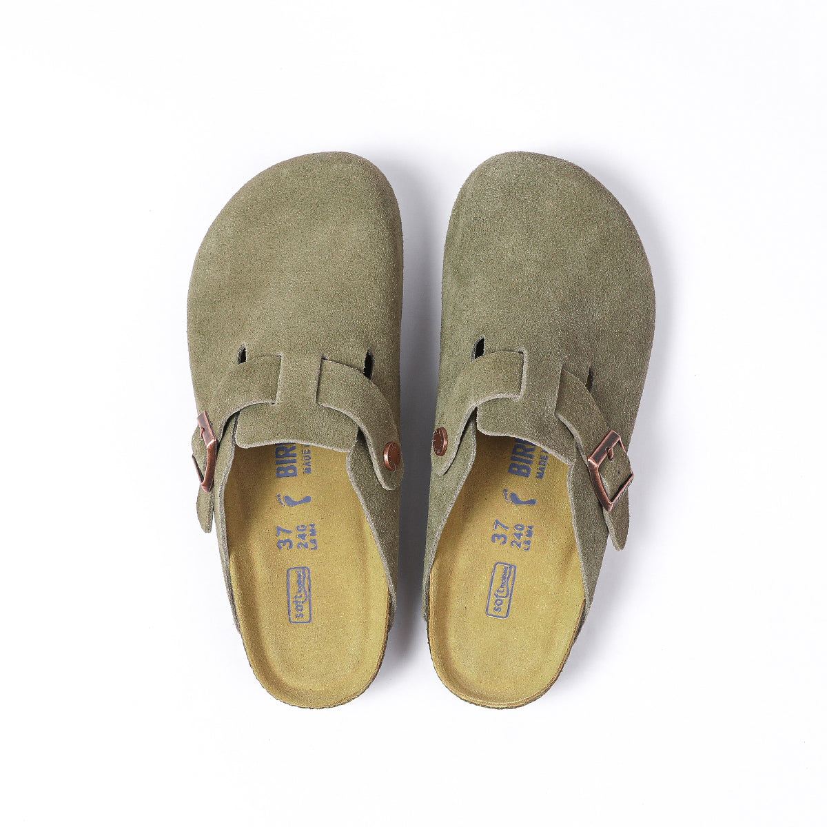 Zoccoli Birkenstock Boston Classic in pelle scamosciata verde scuro