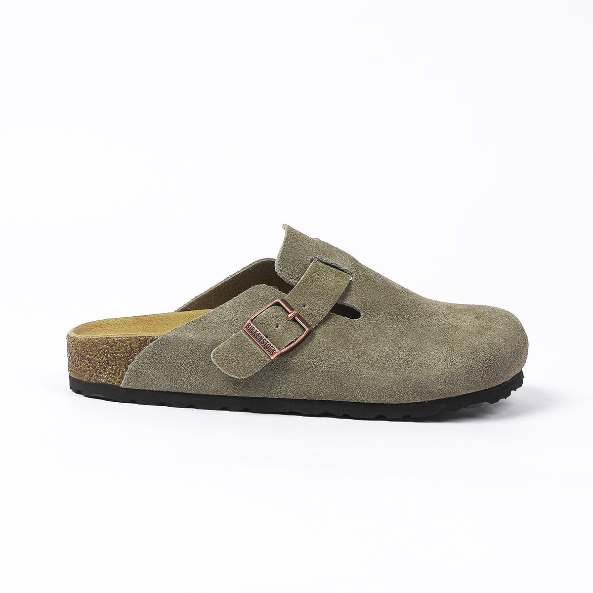 Zoccoli Birkenstock Boston Classic in pelle scamosciata verde scuro