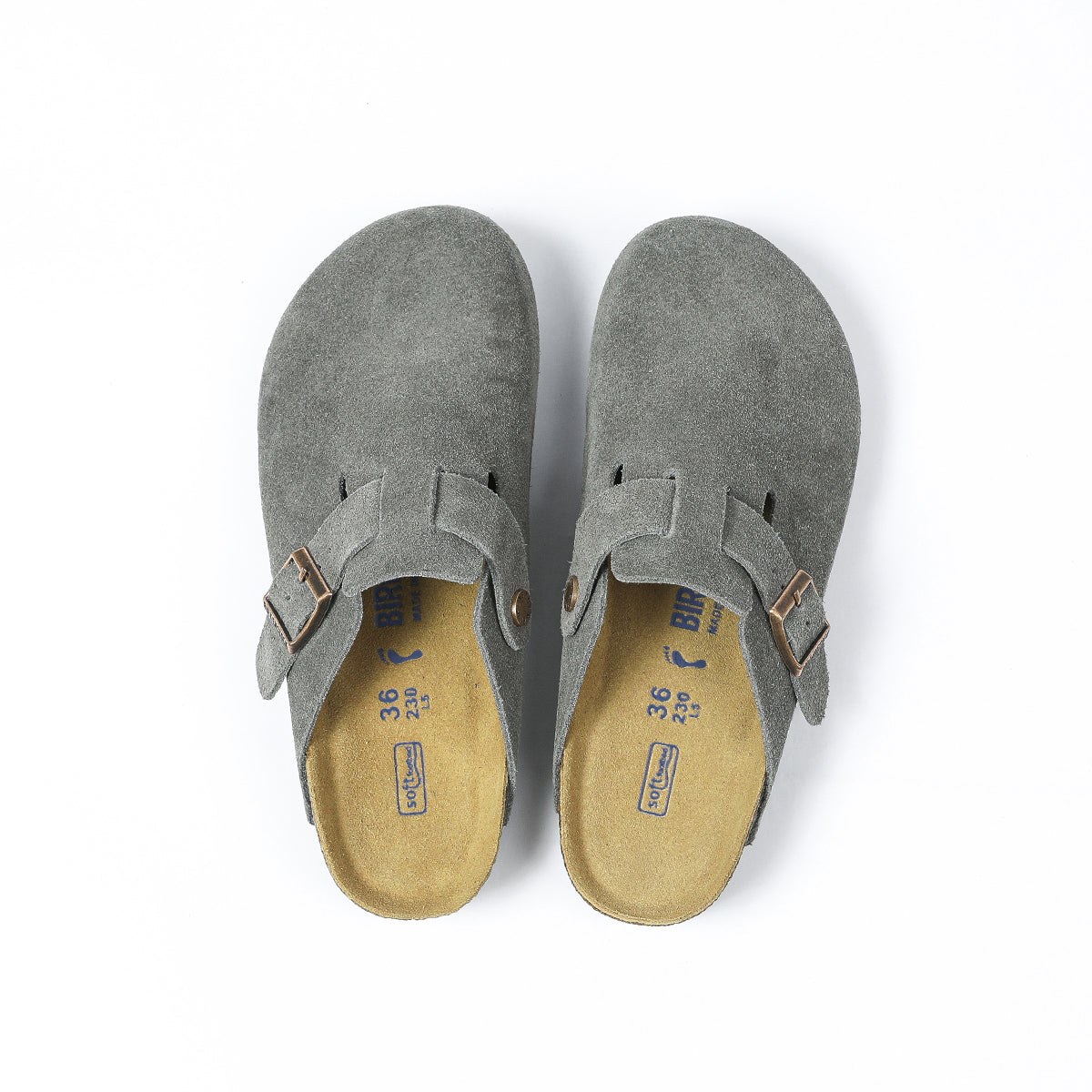 Zoccoli Birkenstock Boston Classic Suede grigi