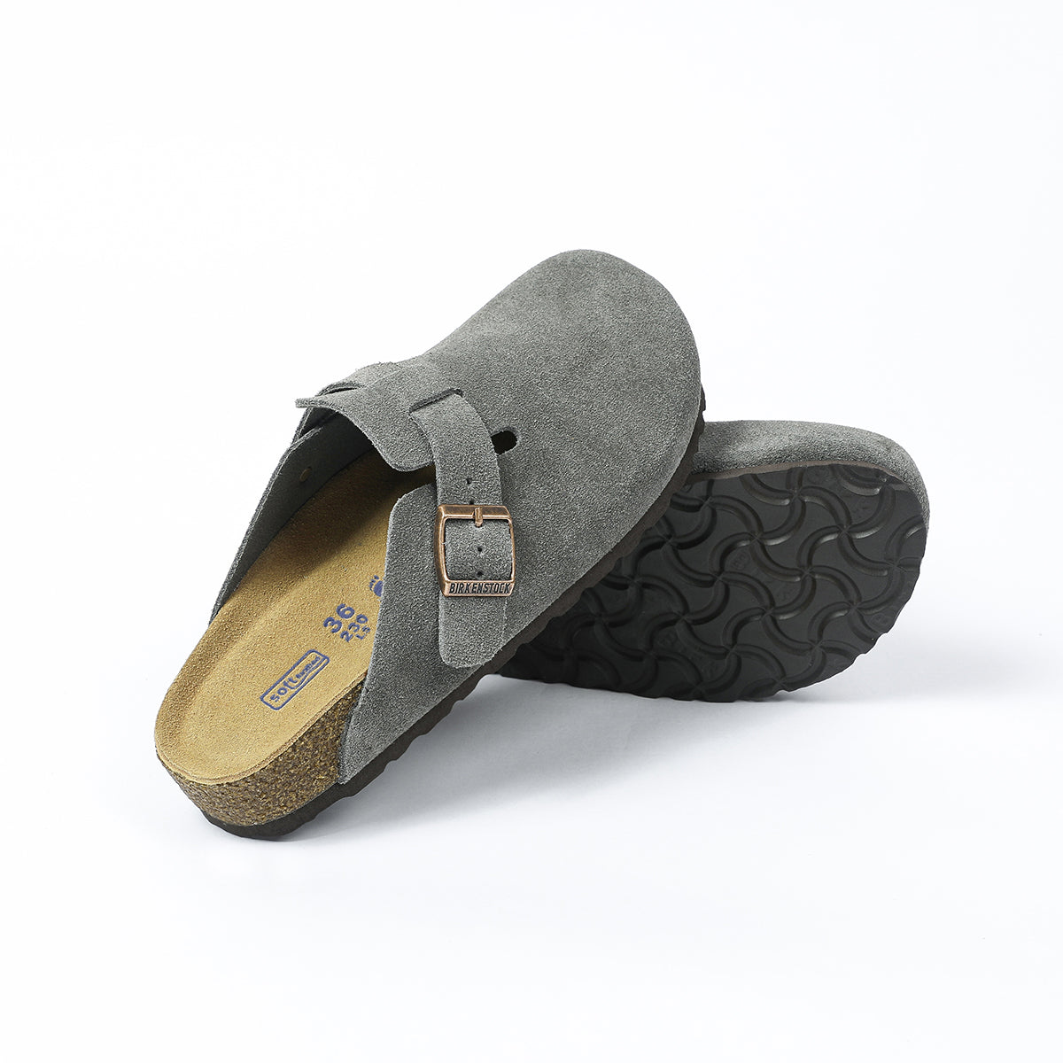 Zoccoli Birkenstock Boston Classic Suede grigi