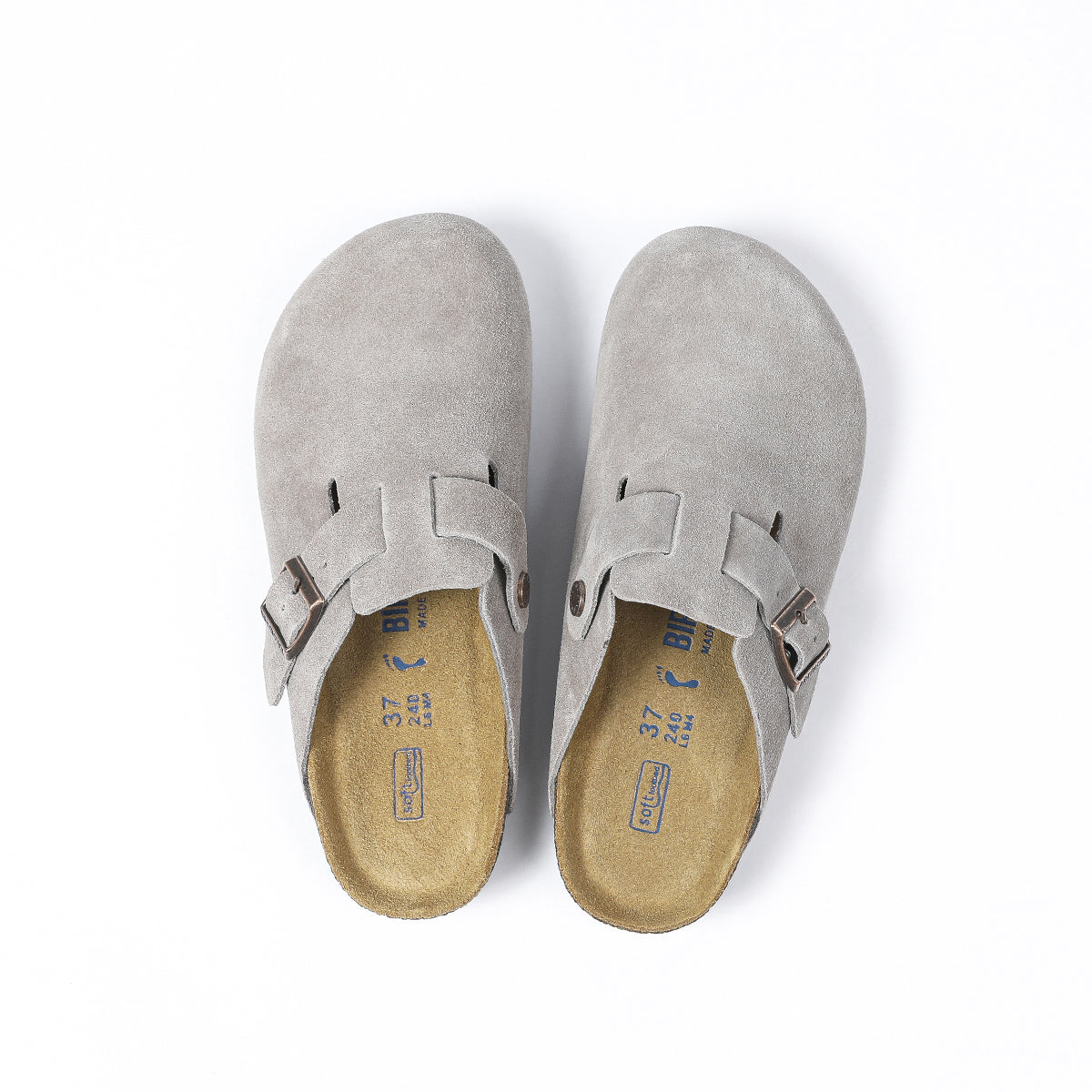 Zoccoli Birkenstock Boston Classic Suede grigi