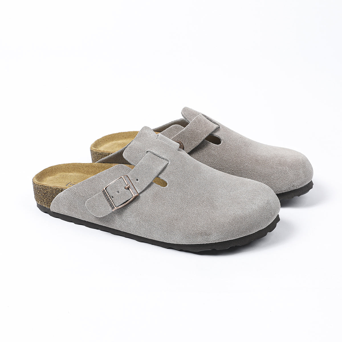 Zoccoli Birkenstock Boston Classic Suede grigi
