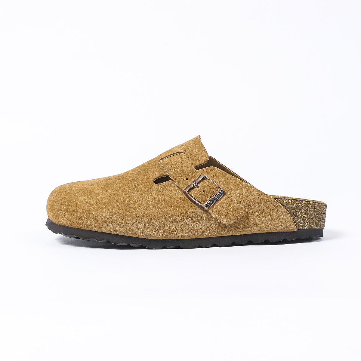 Zoccoli in pelle scamosciata Birkenstock Boston Classic Latte Cream