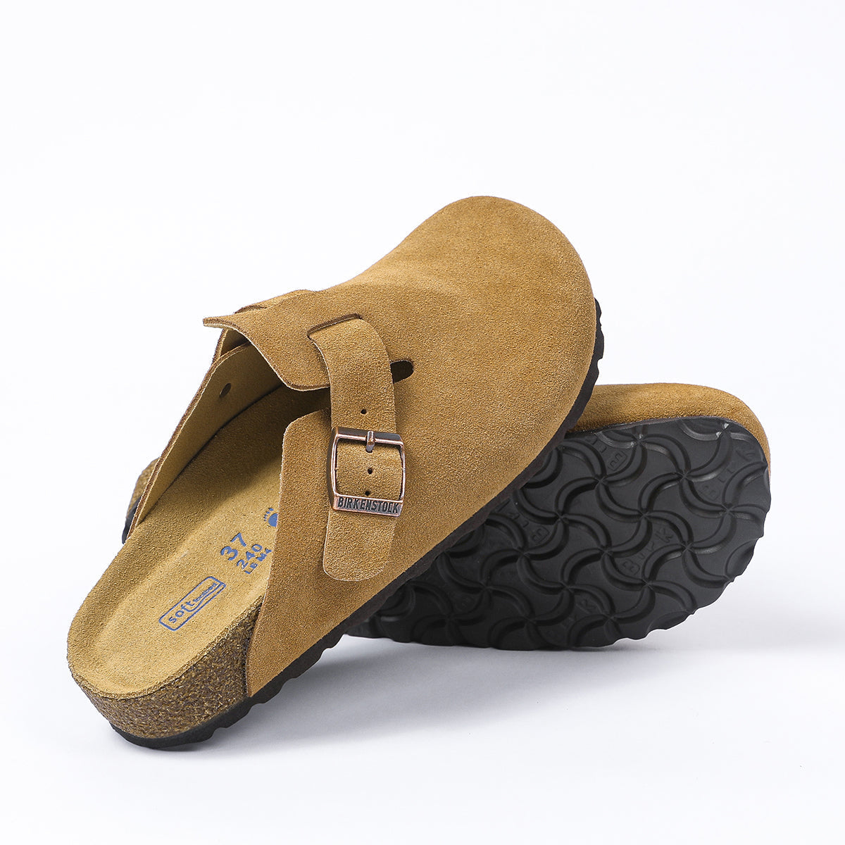 Zoccoli in pelle scamosciata Birkenstock Boston Classic Latte Cream