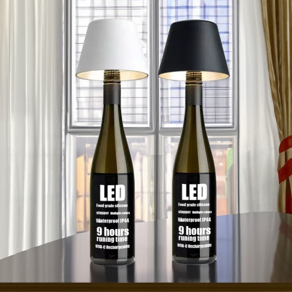 Lumivino – Lampada da tavolo LED ricaricabile realizzata con bottiglia di vino