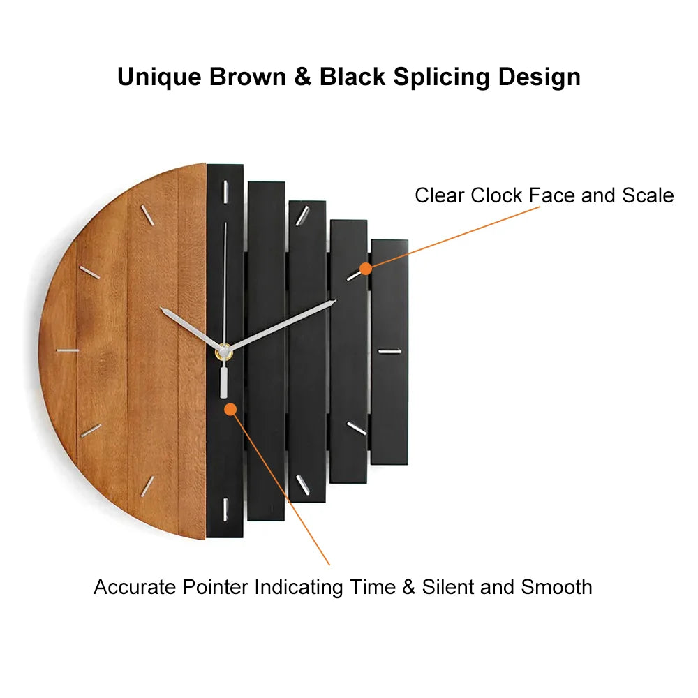 Lunara – Grande orologio da parete in legno dal design naturale