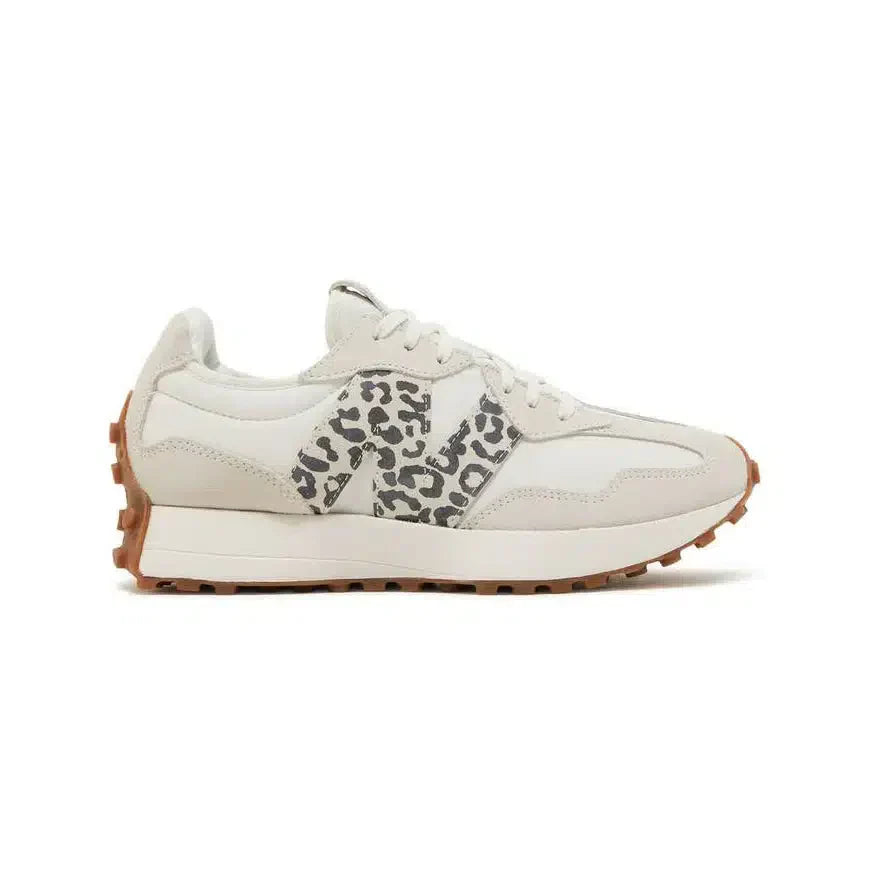 New Balance 327 damesschoenen, beige met luipaardprint – trendy en casual