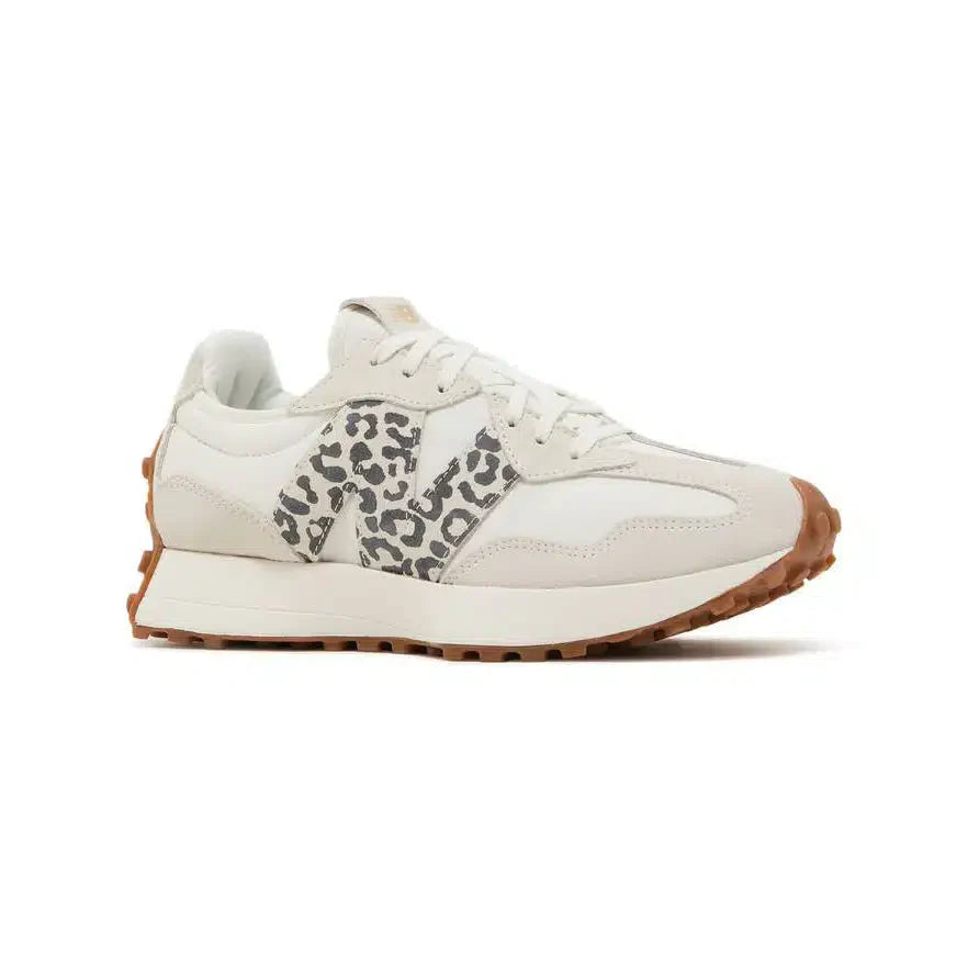 New Balance 327 damesschoenen, beige met luipaardprint – trendy en casual