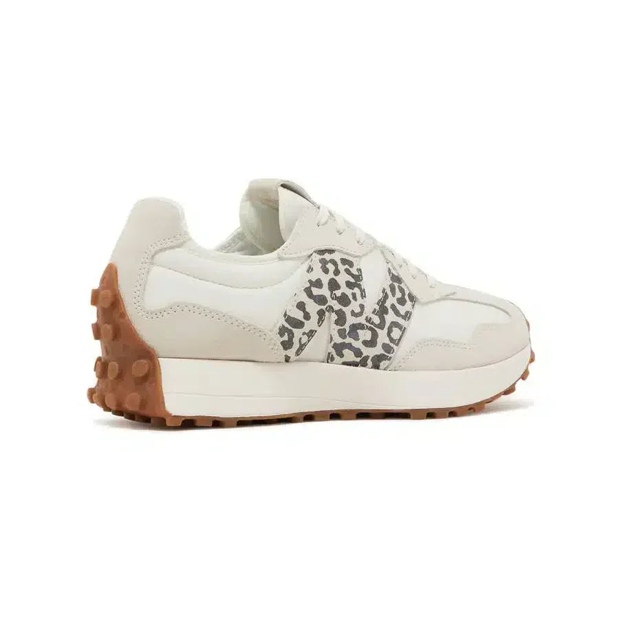 New Balance 327 damesschoenen, beige met luipaardprint – trendy en casual