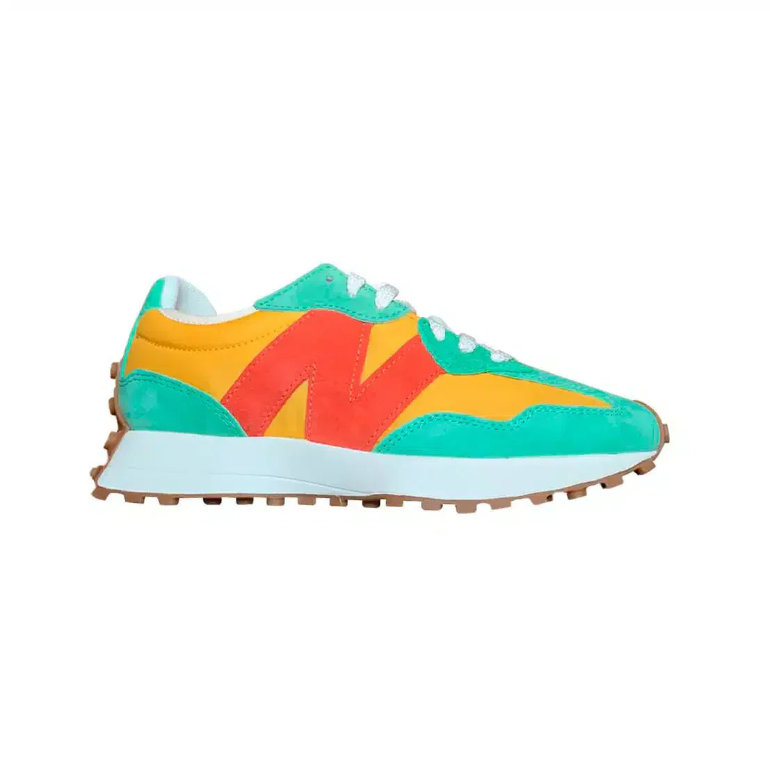 New Balance 327 herensneakers, geel en groen – retro casual ontwerp