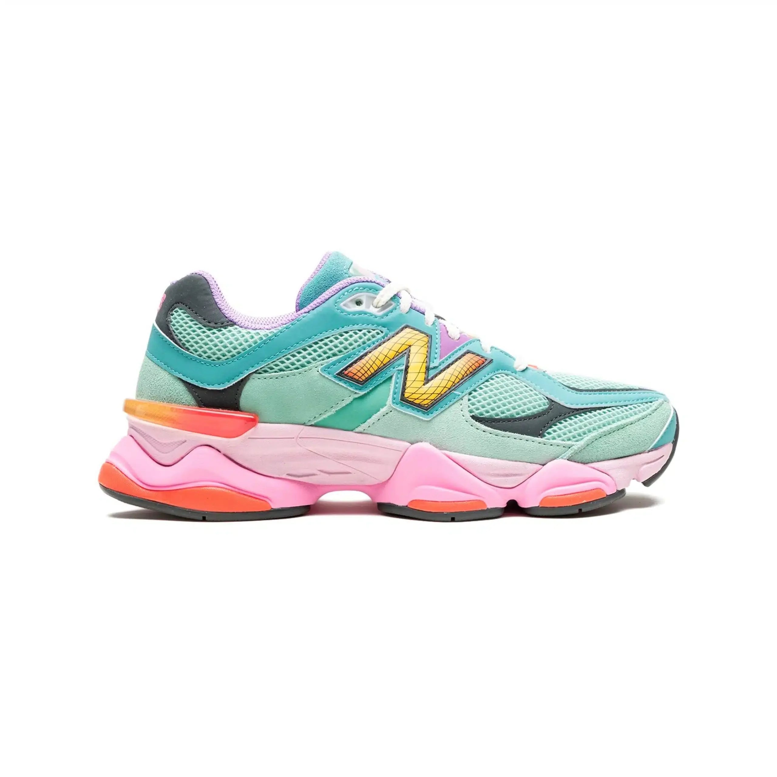 New Balance 9060 damessneakers – mintgroen en neonroze, mesh en leer