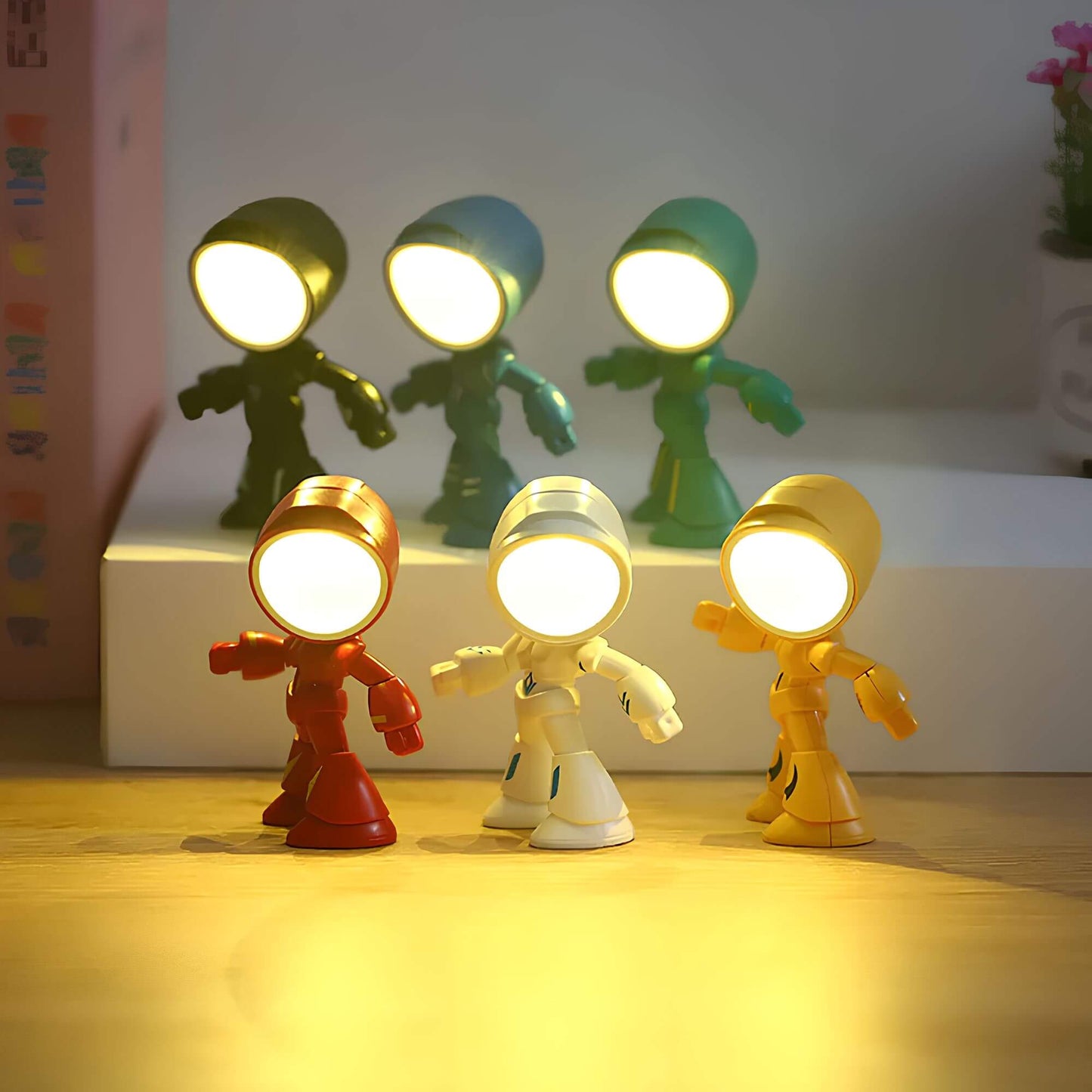 Roboglo – Lampada da tavolo a LED giocosa con design a forma di robot per bambini