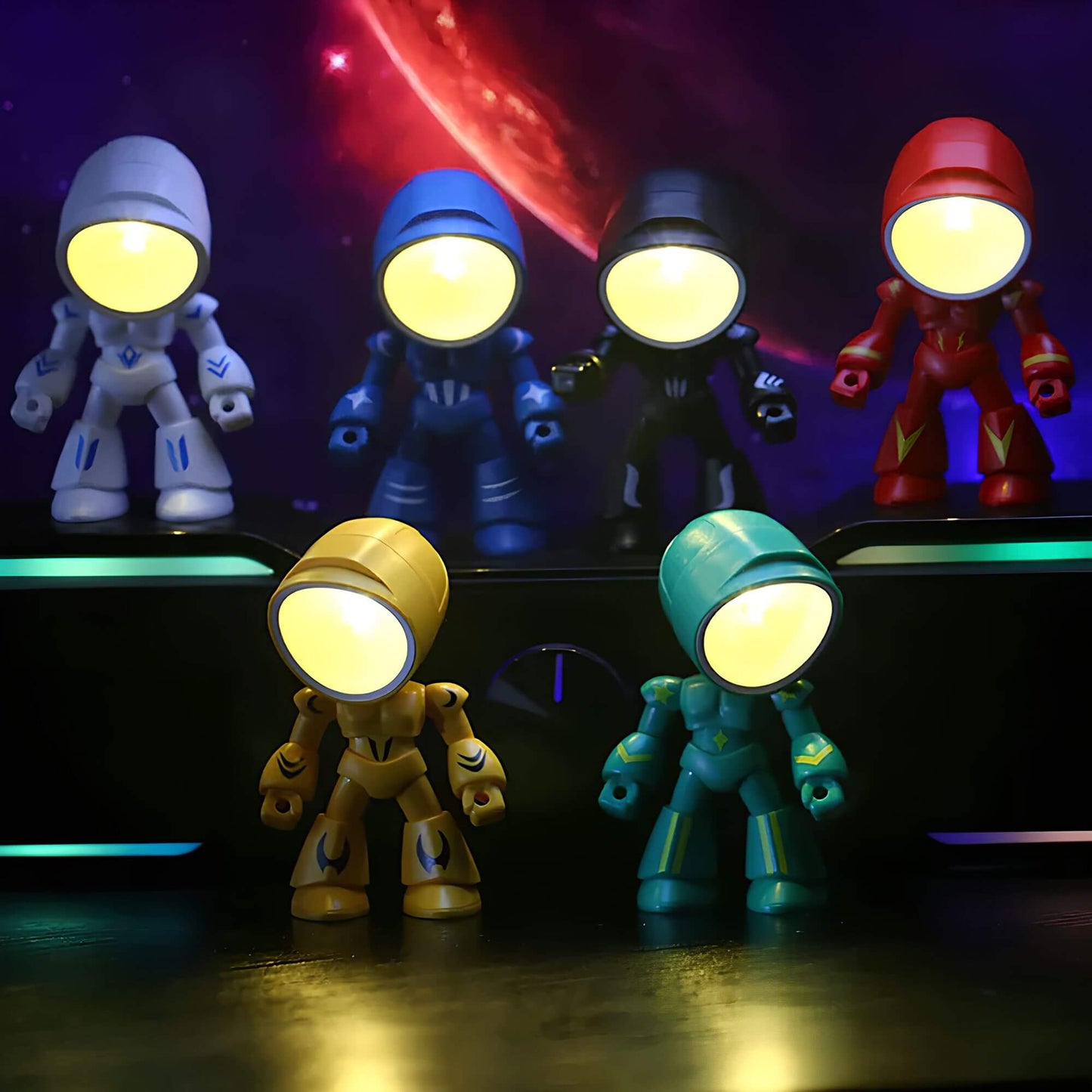 Roboglo – Lampada da tavolo a LED giocosa con design a forma di robot per bambini