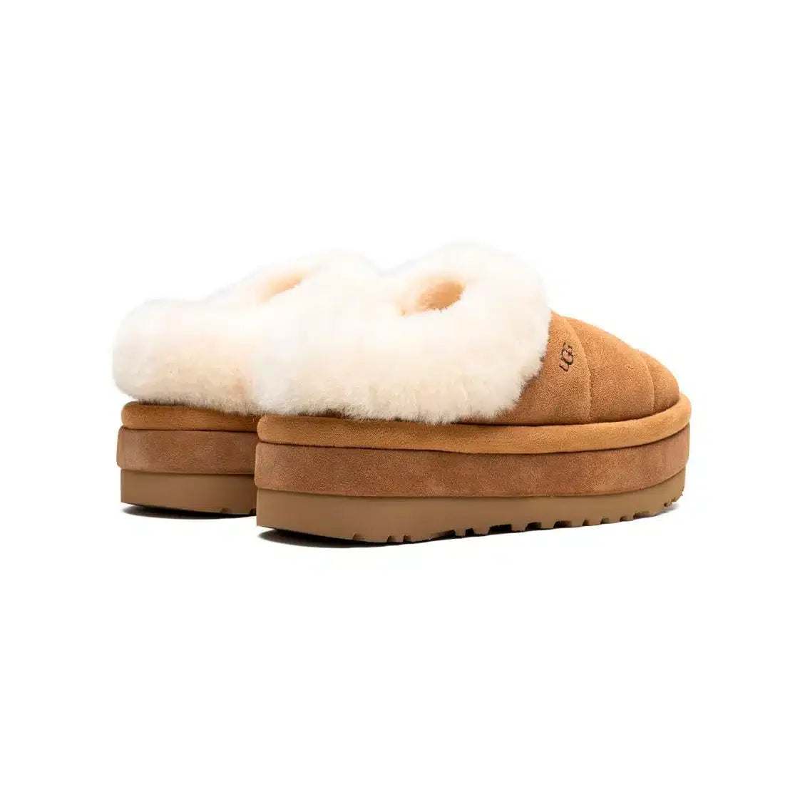 UGG Maxi Curly Platform Chestnut pantoffels – Zacht en comfortabel met wollen voering en hoge zool
