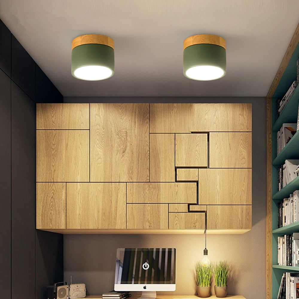 Allan - Faretto LED moderno in legno e metallo colorato