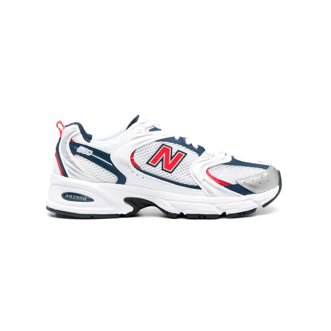 Scarpe da corsa New Balance 530 da uomo – bianche con accenti blu e rossi