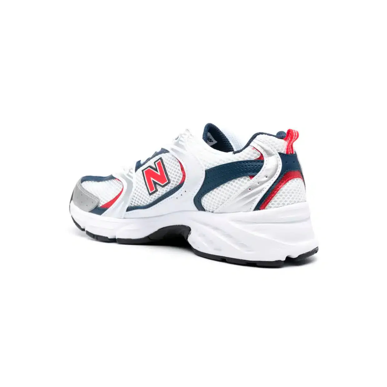 Scarpe da corsa New Balance 530 da uomo – bianche con accenti blu e rossi