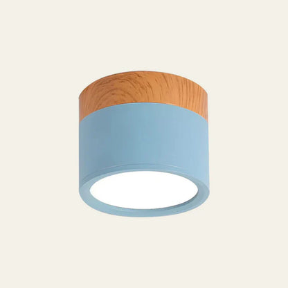 Allan - Moderne LED Spot van Hout en Gekleurd Metaal