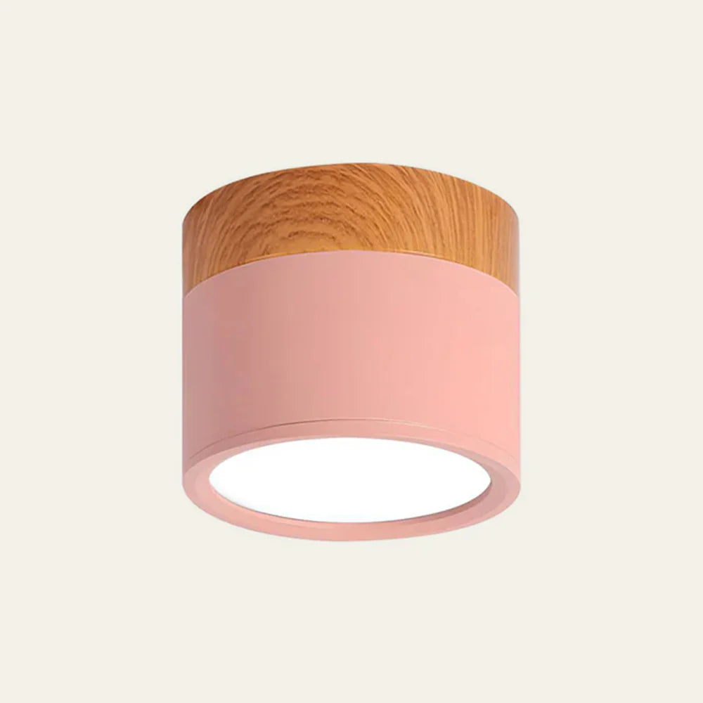 Allan - Moderne LED Spot van Hout en Gekleurd Metaal