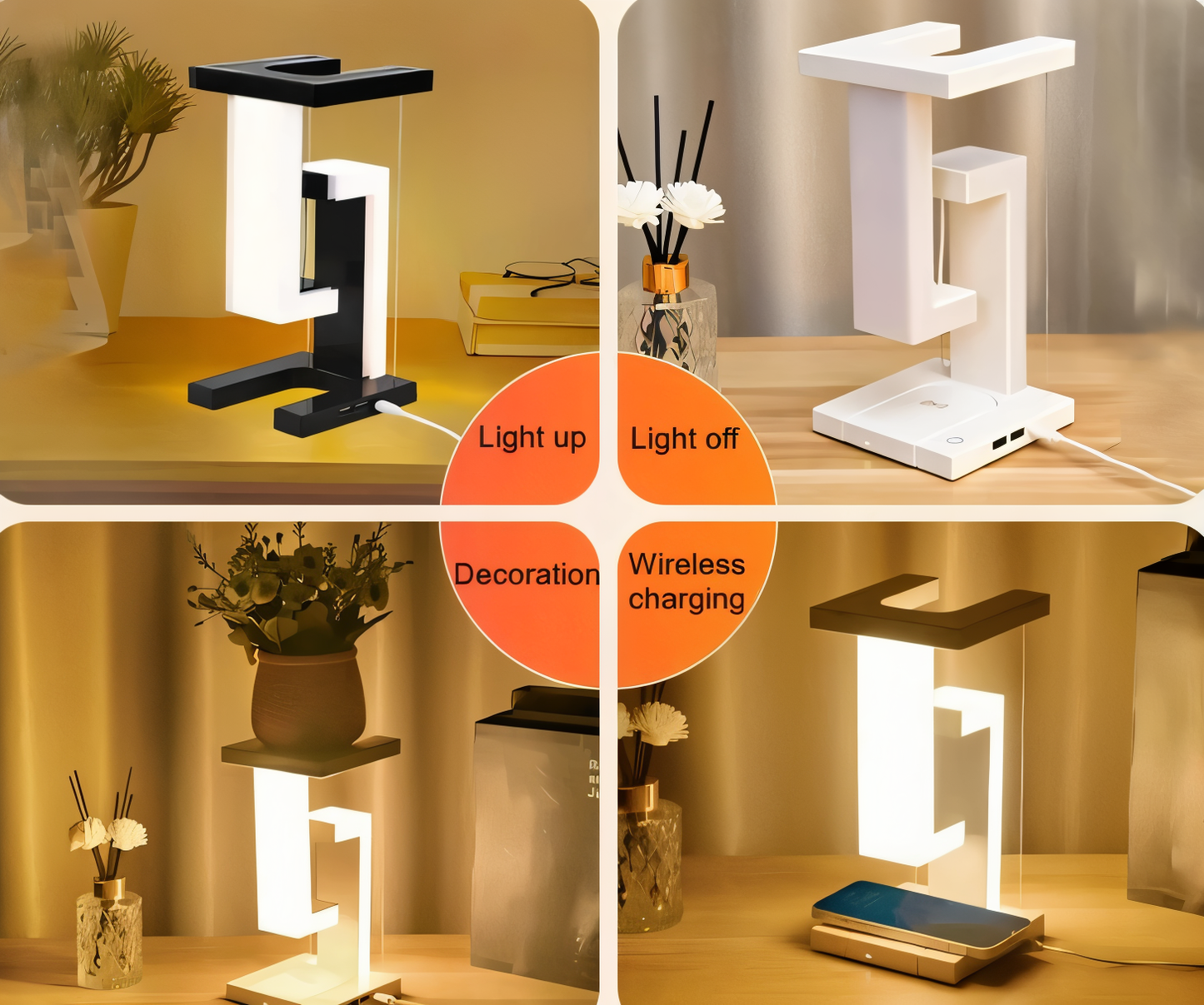 Lumoria – Zwevende LED Tafellamp met Draadloos Oplaadstation