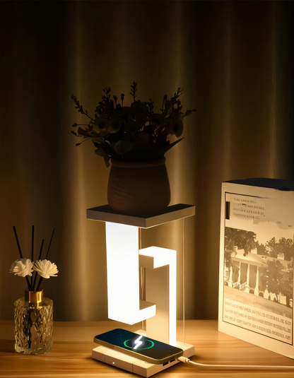 Lumoria – Zwevende LED Tafellamp met Draadloos Oplaadstation