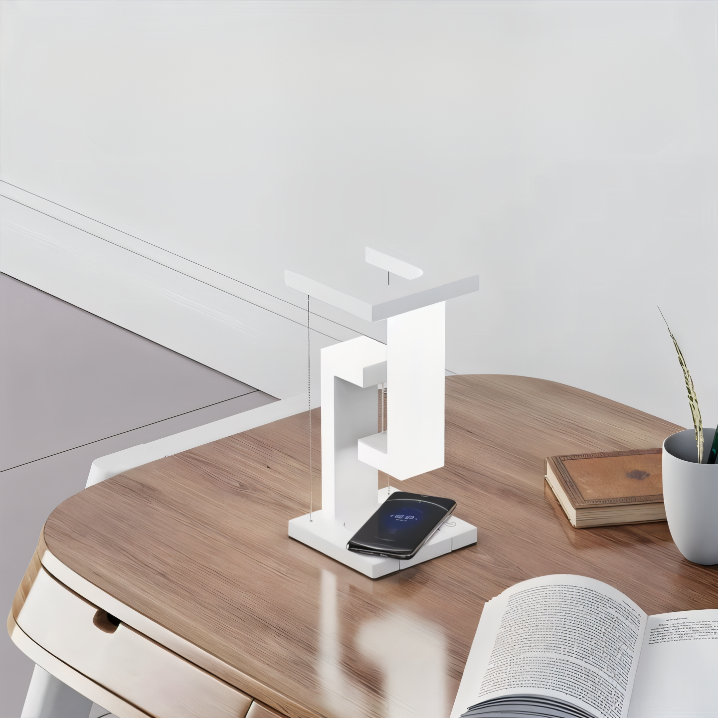 Lumoria – Zwevende LED Tafellamp met Draadloos Oplaadstation