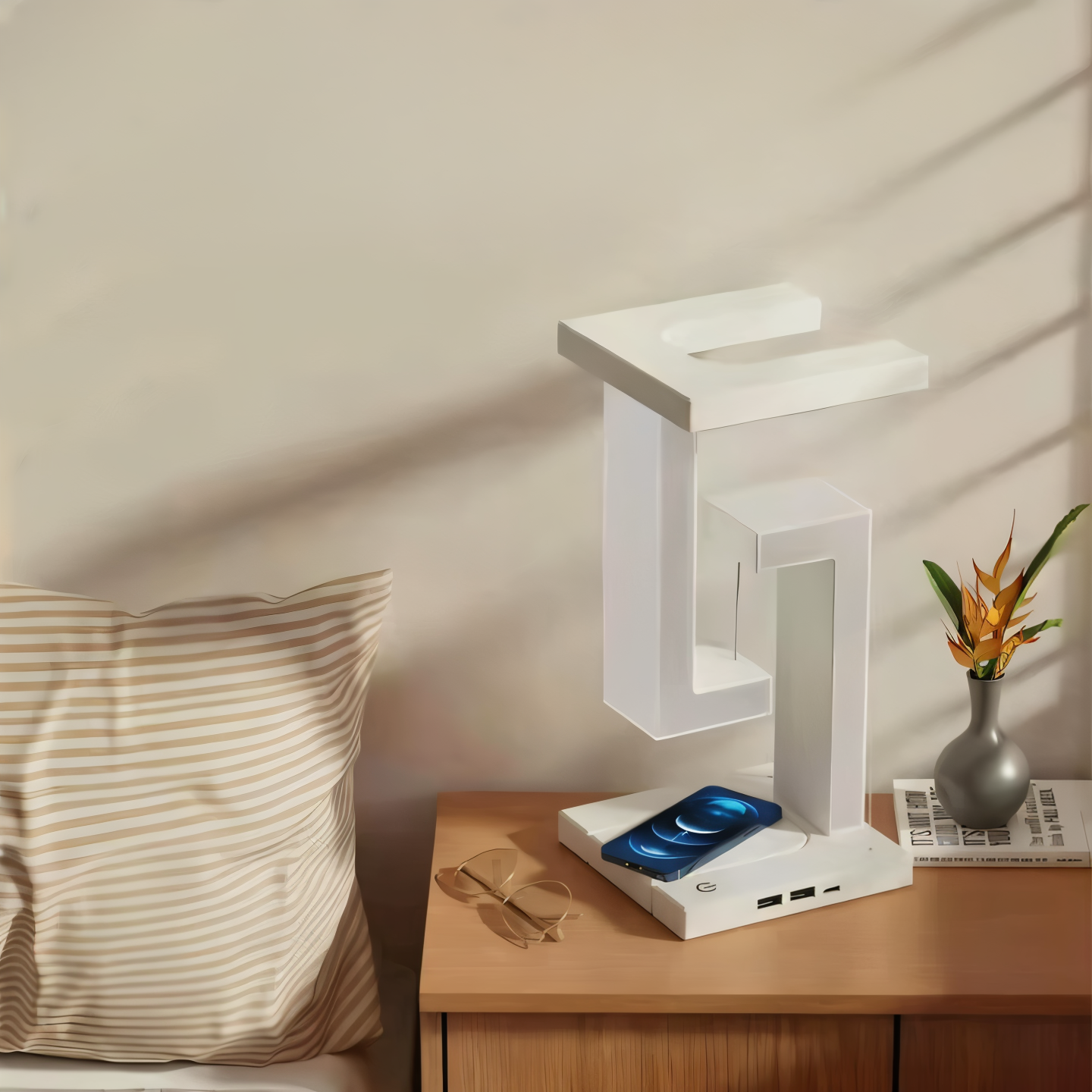 Lumoria – Zwevende LED Tafellamp met Draadloos Oplaadstation