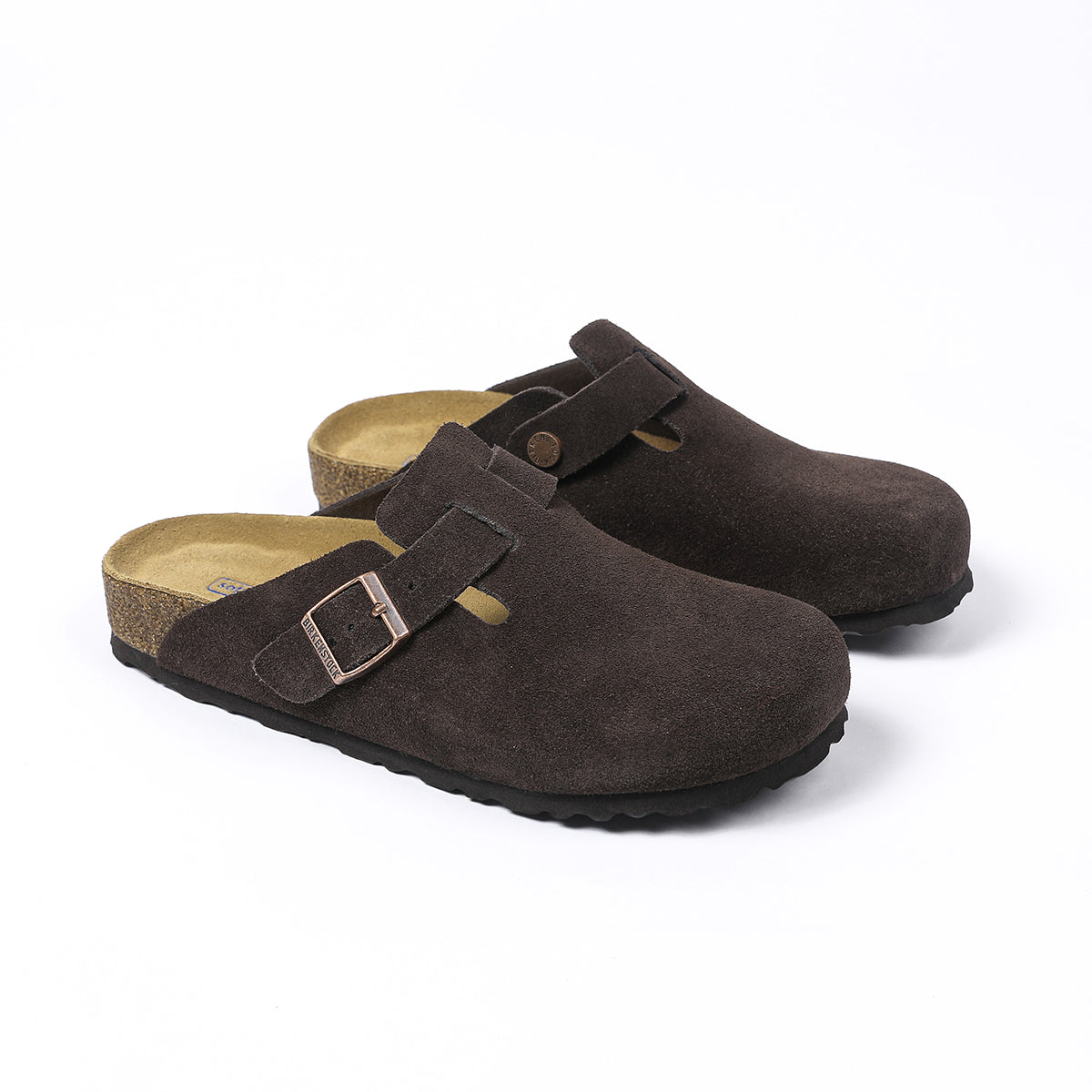 Zoccoli Birkenstock Boston Classic in pelle scamosciata marrone scuro