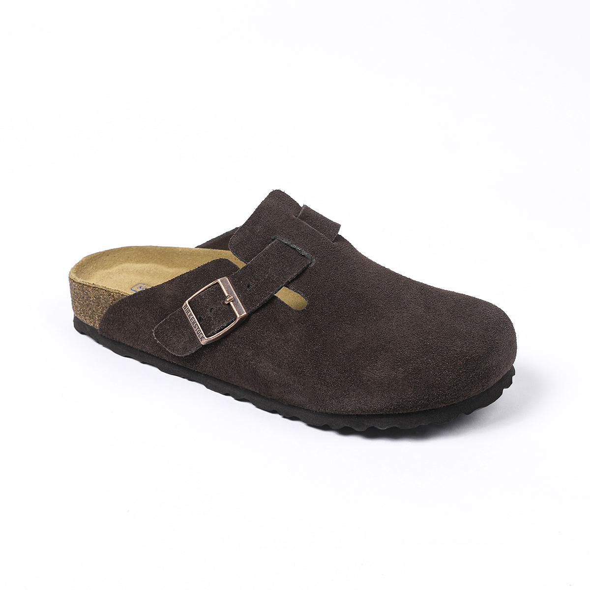 Zoccoli Birkenstock Boston Classic in pelle scamosciata marrone scuro