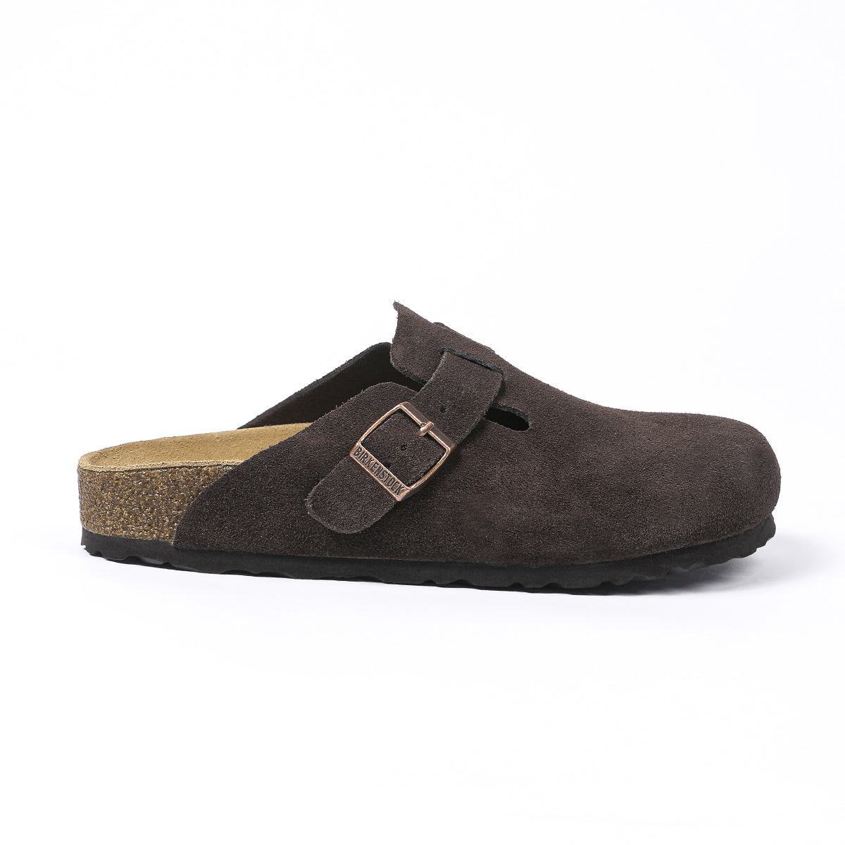 Zoccoli Birkenstock Boston Classic in pelle scamosciata marrone scuro