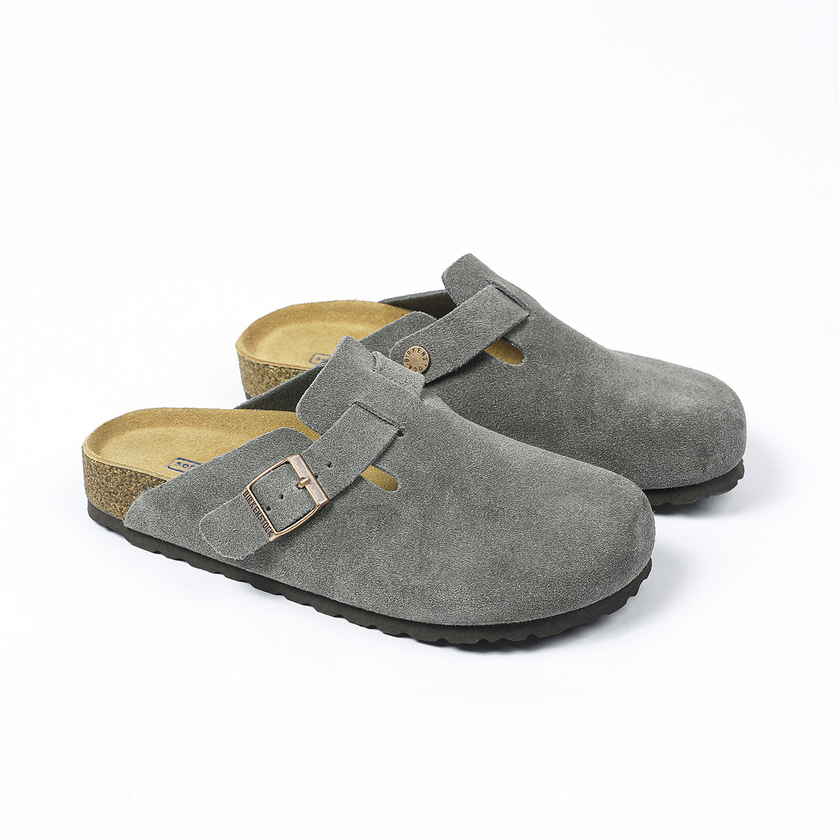 Zoccoli Birkenstock Boston Classic Suede grigi