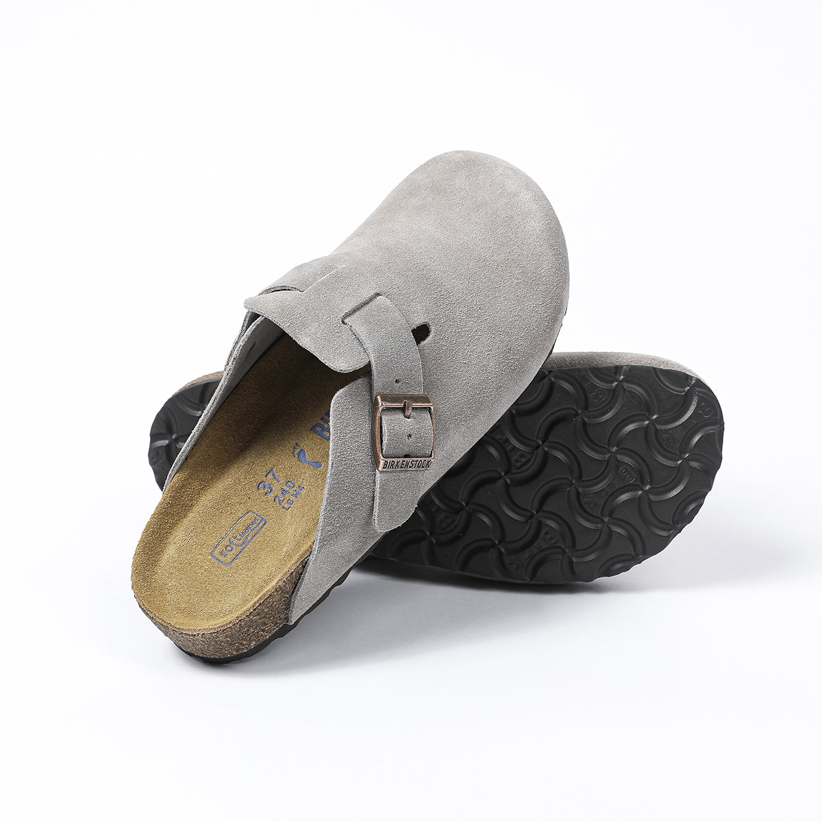 Zoccoli Birkenstock Boston Classic Suede grigi