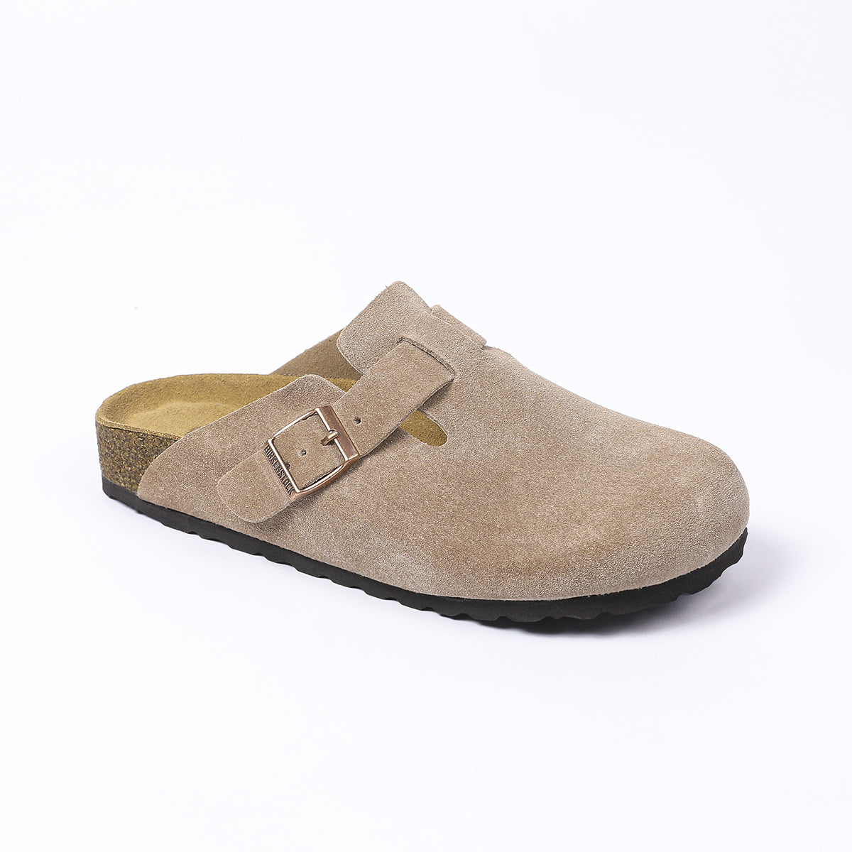 Zoccoli Birkenstock Boston Classic in pelle scamosciata, color talpa