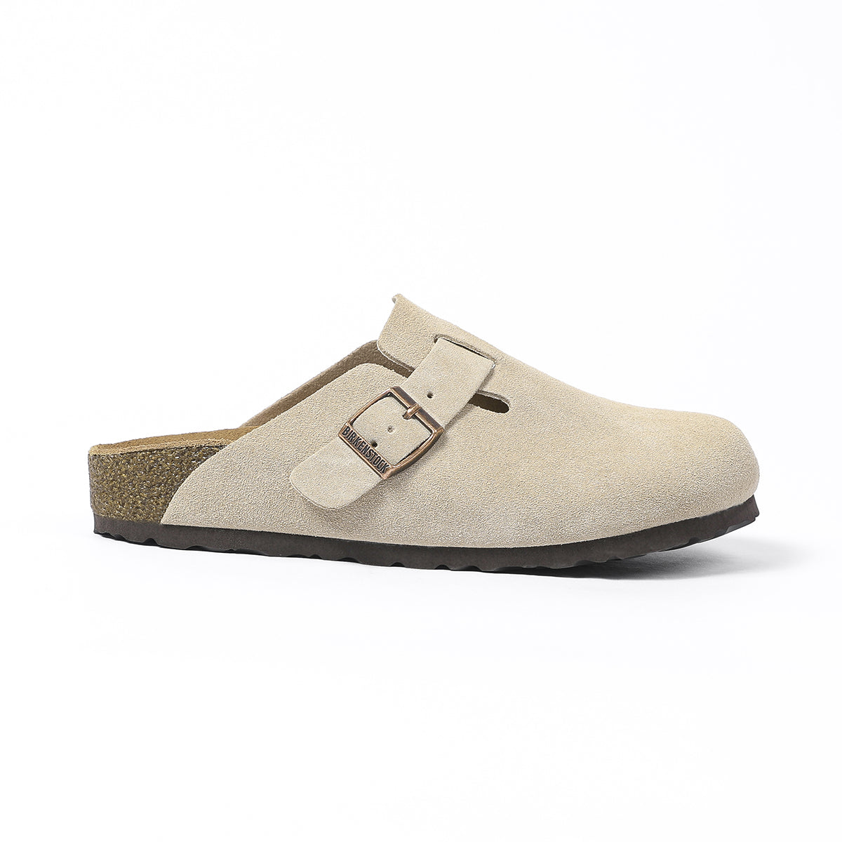 Zoccoli in pelle scamosciata classici Birkenstock Boston Beige
