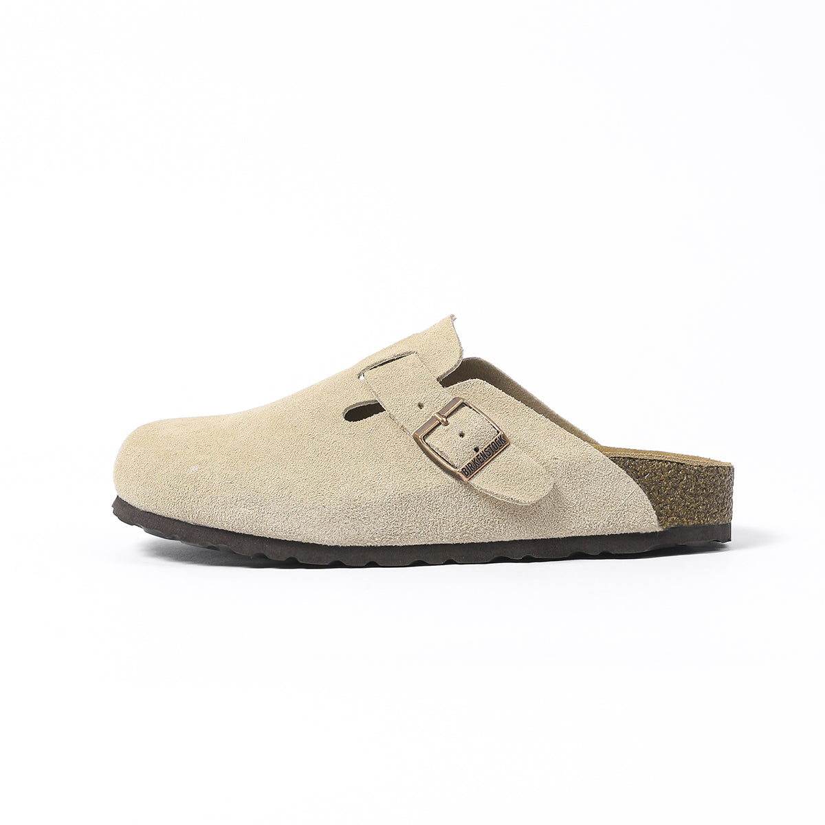 Zoccoli in pelle scamosciata classici Birkenstock Boston Beige