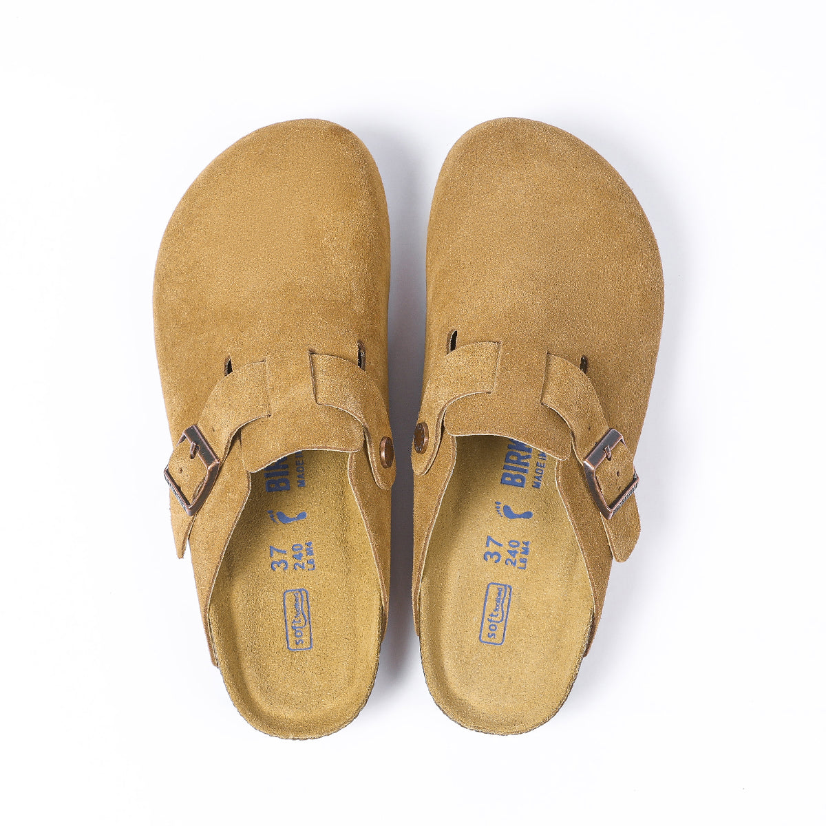 Zoccoli in pelle scamosciata Birkenstock Boston Classic Latte Cream