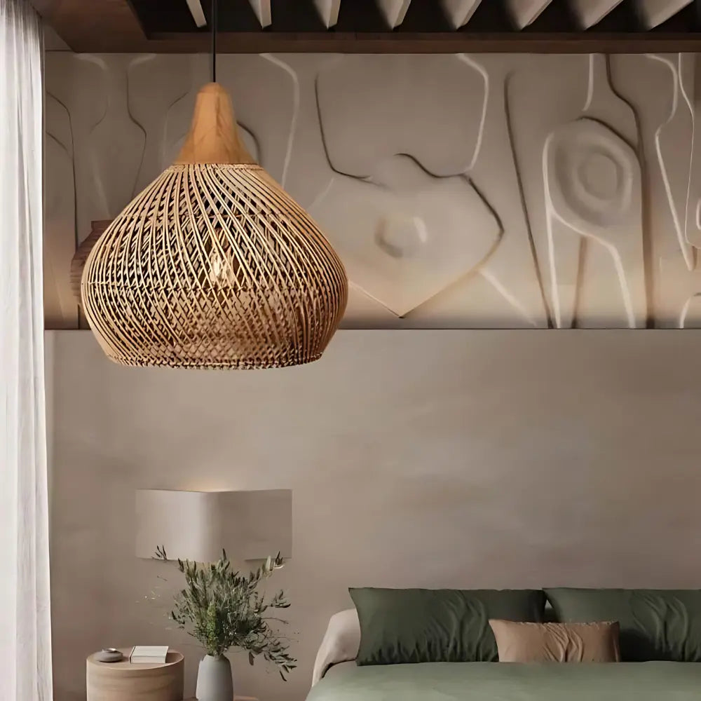 Luma – Handgemaakte rieten design plafondlamp voor een natuurlijke sfeer