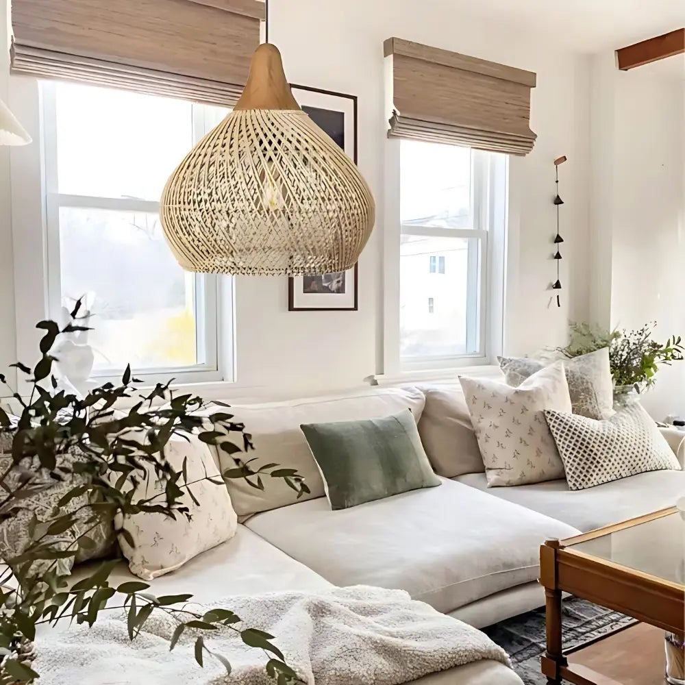 Luma – Handgemaakte rieten design plafondlamp voor een natuurlijke sfeer
