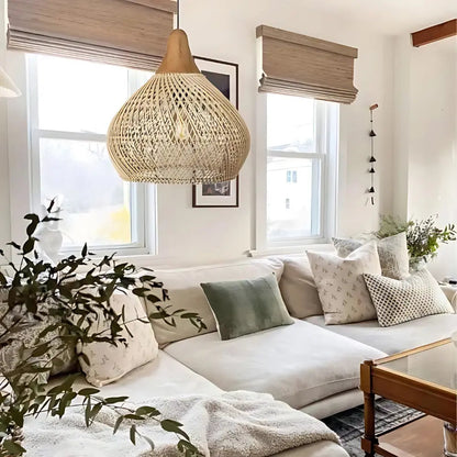 Luma – Handgemaakte rieten design plafondlamp voor een natuurlijke sfeer