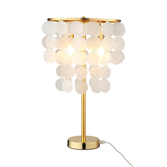 Rustieke LED tafellamp met schelpdesign, sfeervolle design tafellamp voor slaapkamer en woonkamer.